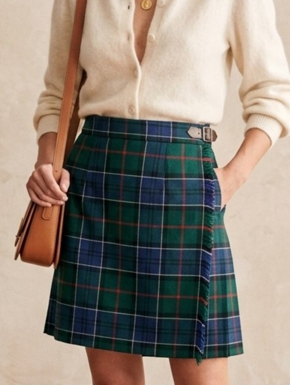 Wool Pleated Skirt Kilt Prep Preppy Size 14 UK Fits Womens Size Small Academia